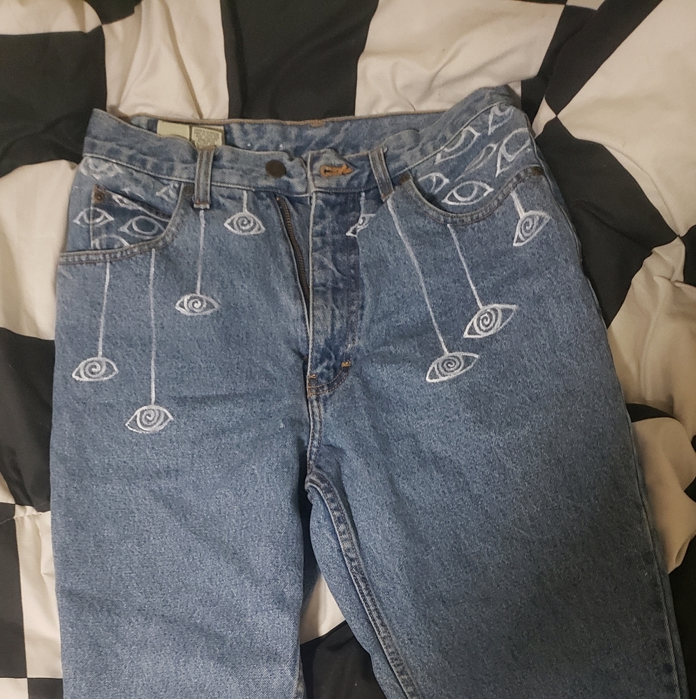 Hand Painted Eddie Bauer Light Denim Jeans